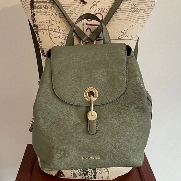 MICHAEL KORS - Green/Olive Leather Backpack - Like New - Picture 1 of 7